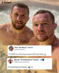 🥹 🙏 Petr Yan and Merab Dvalishvili had a friendly conversation on  twitter. (The background picture created with AI @kyryloco )