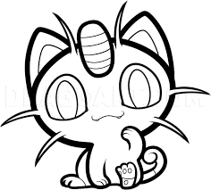 Find more meowth coloring page. How To Draw Chibi Meowth Pokemon Coloring Page Trace Drawing