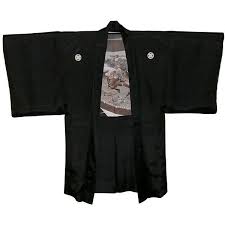 Black And White Kimono For Men Japanese Man S Black Silk Kimono Jacket Haori With Samurai Scene Japan Kimono Art Antiques And Vint Silk Kimono Jacket Vintage Kimono Jacket Japanese Outfits