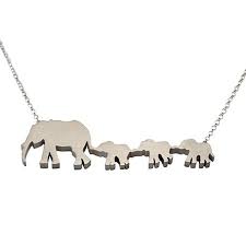 Mother And Three Baby Elephants Necklace Mother Jewelry Elephant Necklace Silhouette Necklace