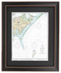 Framed Nautical Chart Obx Portsmouth Island To Beaufort And Cape Lookout
