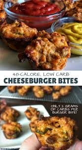 A Recipe For High Protein Low Carb And Low Calorie Cheeseburger Bites With All Your Favorite Burger No Calorie Foods Low Carb Appetizers Low Calorie Dinners