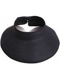 Women S Summer Wide Brim Roll Up Straw Sun Visor Hat Black Ch17z35o4lz Sun Visor Hat Visor Hats Hats For Men