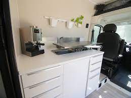 Compartments work best with high roof vans. Using Ikea Cabinets In A Sprinter Promaster Transit Camper Van Conversion Transit Camper Camper Van Kitchen Build A Camper Van