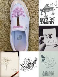 Jimin Global On Twitter Jimin S Drawing Skills Prove He Has A Golden Hand Someone Who S Very Good At Crafting Things With The Hands He Shared His Customized Shoe W A Warm Heavy weight 163gsm, ivory white the artworks are printed in high resolution and they are 95% close to the original pencil drawings. jimin global on twitter jimin s