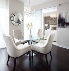 White Tufted Dining Chairs Contemporary Dining Room Lux Design Dining Room Small Condo Interior Small Apartment Decorating