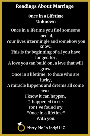 Wedding Readings About Marriage One In A Lifetime Wedding Readings Wedding Ceremony Readings Marriage