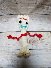 Forky Toy Story 4 Crochet Plush Disney Pixar Woody Buzz Ducky Etsy Peeps Crafts Rainbow Plush Toy Story