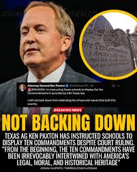 Texas Attorney General Ken Paxton is reminding many schools across the  state that they are legally required to post the 10 Commandments in  classrooms, despite a federal injunction. A federal judge recently