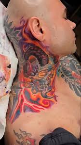 Proud of this body suit we have been working towards. One more session to  tie it all in and then ...the ribs. I have a few great ideas for that  piece. For booking theme or large body type of tattoos. ...