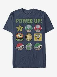 Nintendo Super Mario Power Up Bingo T Shirt Navy Htr Video Game T Shirts Gaming Shirt Super Mario