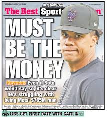 The early back page: MUST BE THE MONEY Heyman: Even if Soto won't say so,  it's clear he's struggling with being Mets' $765M man Read more:  https://trib.al/fQUNF2p