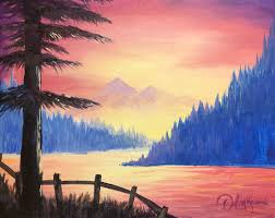 A demonstration for beginners and advance artists. Easy Tranquil Sunset Online Paint Party Mr Paint Party