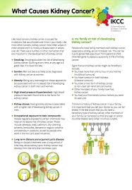 Knowing the early symptoms of kidney cancer can help the patient start treatment sooner increasing chances of there are many signs and symptoms of kidney cancer but most of them may not appear in the early stages. Factsheet What Causes Kidney Cancer Ikcc International Kidney Cancer Coalition