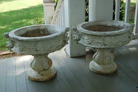 I skimmed a few tutorials on pinterest, and then decided i was ready to start my own, without doing much research. Vintage Concrete Planters Bmo Show