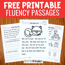 free fluency passages for kindergarten simply kinder