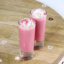 Mugs topped with cream cheese whipped cream. Bailey S Red Velvet Shot For Valentine S Day Simple Sips