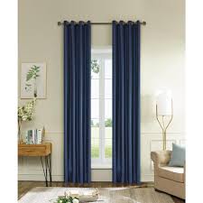 They can dress windows either alone or in conjunction with blinds and other types of window treatments. Navy Blue Curtains Decor Novocom Top