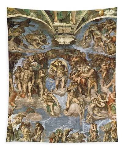 Last Judgement, From The Sistine Chapel, 1538-41 Fresco Tapestry by  Michelangelo Buonarroti - Fine Art America