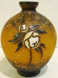 Andre Delatte 1887 1953 Vase Boule En Verre A Decor Emaille De Fleurs Stylisees Hauteur 20 Cm Fleurs Stylisees Boule En Verre Vase Boule