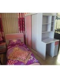 غرفة نوم مفرد مناسبة للبنات 4 قطع لون زهري وبنفسجي