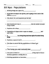 Bill Nye Populations Video Worksheet Bill Nye Nye Science Videos