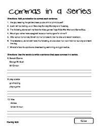 Click on the title to read the details about a worksheet or to download the pdf. Commas In A Series Worksheet By Courtney Harper Tpt