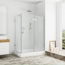 Vigo 32 Inch X 40 Inch Frameless Shower Stall In Clear With Brushed Nickel Shower Enclosure Frameless Shower Enclosures Chrome Shower Door