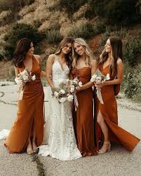 Dusty Orange Vintage Fall Bridesmaid Dresses In 2020 Orange Bridesmaid Dresses Fall Bridesmaid Dresses Rust Bridesmaid Dress