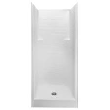 Framed corner sliding shower enclosure in chrome with acrylic base. Aquatic Everyday Subway Tile 36 In X 36 In X 80 In 1 Piece Shower Stall With Center Drain In White 13636stt Whhd The Home Depot In 2021 Shower Stall One Piece Shower