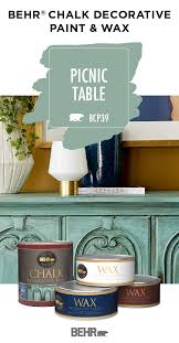 Behr Chalk Decorative Paint And Wax Is Just What You Need For Your Next Diy Furniture Makeover Proj Diy Paint Projects Accent Wall Paint Painted Picnic Tables
