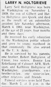 Obituary for Larry Neil HOLTGRIEVE, 1939-1961