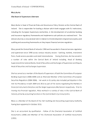 Finance supervisor is responsible for the supervision of finance professionals. Https Www Eba Europa Eu Documents 10180 958274 Ie Mary Burke Cv Pdf