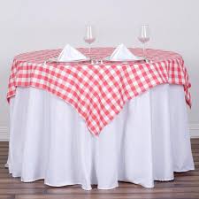 54 X54 White Coral Checkered Gingham Polyester Square Tablecloth Table Cloth Table Overlays Plaid Tablecloth
