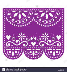 Papel Picado Plantilla Vectorial Con Ningun Texto Diseno Morado Floral Con Formas Abstractas Retro Mexicano Patron Ador Papel Picado Patrones Sobres De Papel