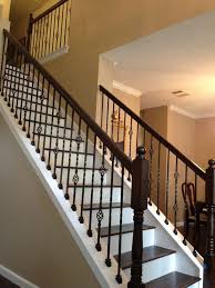 Image Result For Metal Stair Spindles White Bottom Stair Railing Makeover Wrought Iron Staircase Wrought Iron Stairs