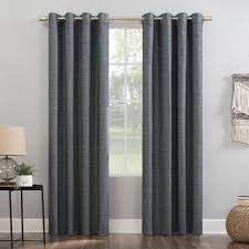 The tab curtains provide any room with a comfortable, casual look. 63 X52 Kline Burlap Weave Thermal 100 Blackout Grommet Top Curtain Panel Navy Denim Sun Zero Target