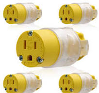 ELEGRP Lighted 15 Amp 125-Volt NEMA 5-15R 2 Pole 3 Wire Grounding Straight  Blade Connector, Yellow (5-Pack) EC31L-0705