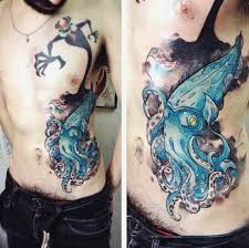 Black squid tattoo art no means no design ideas for men calf placement 100 Squid Tattoo Designs For Men Manly Tentacled Skin Art