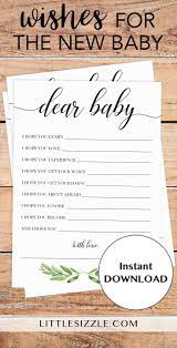 Neutral Baby Shower Baby Wishes Printable By Littlesizzle Greenery Themed Baby Shower Wish Cards For Baby Shower Wishes Wishes For Baby Cards Wishes For Baby