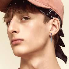 Boucles D'Oreilles Homme Noir, Boucles D'Oreilles Plumes, Acier Inoxydable  Punk Boucles D'Oreille