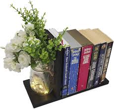 24pcs mason jar bottles bags, reusable plastic bags, fresh bags, leakproof snacks zipper sealed storage bags leakproof food saver bags for travel camping and kids. Amazon Com Propio Espacio Wooden Bookend Organizer Mason Jar With Fairy Led With Timer For Home Table Decor Kitchen Table Decor With Eucalyptus Leaves And Silk White Rose Diy Set Brown Black Kitchen