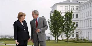 In a joint press conference from the east room of the white house, president obama and chancellor angela merkel of germany deliver remarks, february 9, 2015. At Group Of 8 Meeting Bush Rebuffs Germany On Cutting Emissions The New York Times