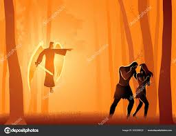 Adam and Eve Expelled From The Garden Stock Vector Image by ©rudall30  #303336522