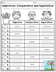 Adjectives Comparative And Superlative Complete The Chart Using The Correct Form Of Each Adjective This Packet English Adjectives English Phonics Adjectives