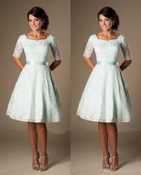 Vintage Mint Lace Knee Length Short Modest Bridesmaid Dresses With Half Sleeves S Modest Bridesmaid Dresses Short Bridesmaid Dresses Vintage Bridesmaid Dresses