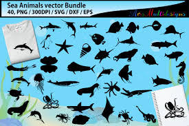 Sea Animals Silhouette Bundle Graphic By Arcs Multidesigns Creative Fabrica