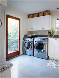 On an average, stacked appliances are 27 inches wide and about 31 inches deep. Cabinets Over Washer Dryer Transitional Laundry Room The House Diaries