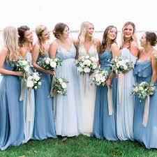 The Knot Fashion On Instagram Is There Anything Dreamier Than A Blue Brid Mismatched Bridesmaid Dresses Blue Beach Bridesmaid Dresses Blue Bridesmaid Dresses