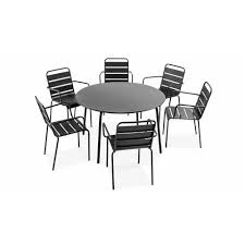 Tables et chaises de jardin en bois ou métal. Table Jardin Ronde Metal Oviala